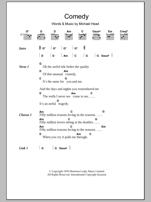 Shack Comedy sheet music notes and chords arranged for Guitar Chords/Lyrics