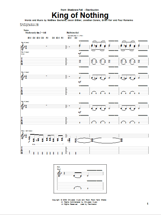 Shadows Fall King Of Nothing sheet music notes and chords arranged for Guitar Tab