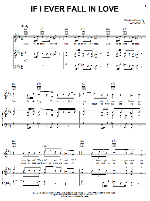 Shai If I Ever Fall In Love sheet music notes and chords arranged for Piano, Vocal & Guitar Chords (Right-Hand Melody)