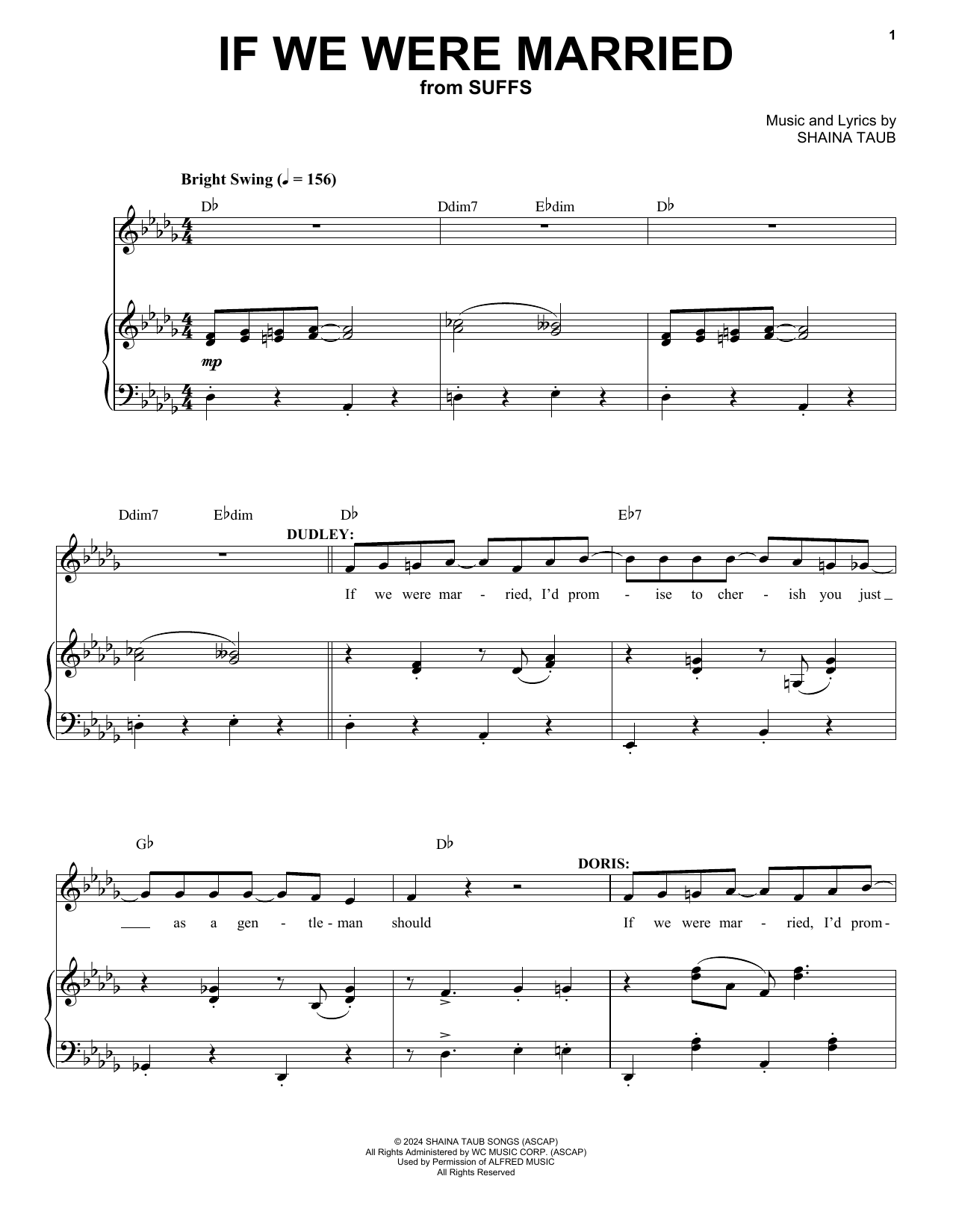 Shaina Taub If We Were Married (from Suffs) sheet music notes and chords arranged for Piano & Vocal
