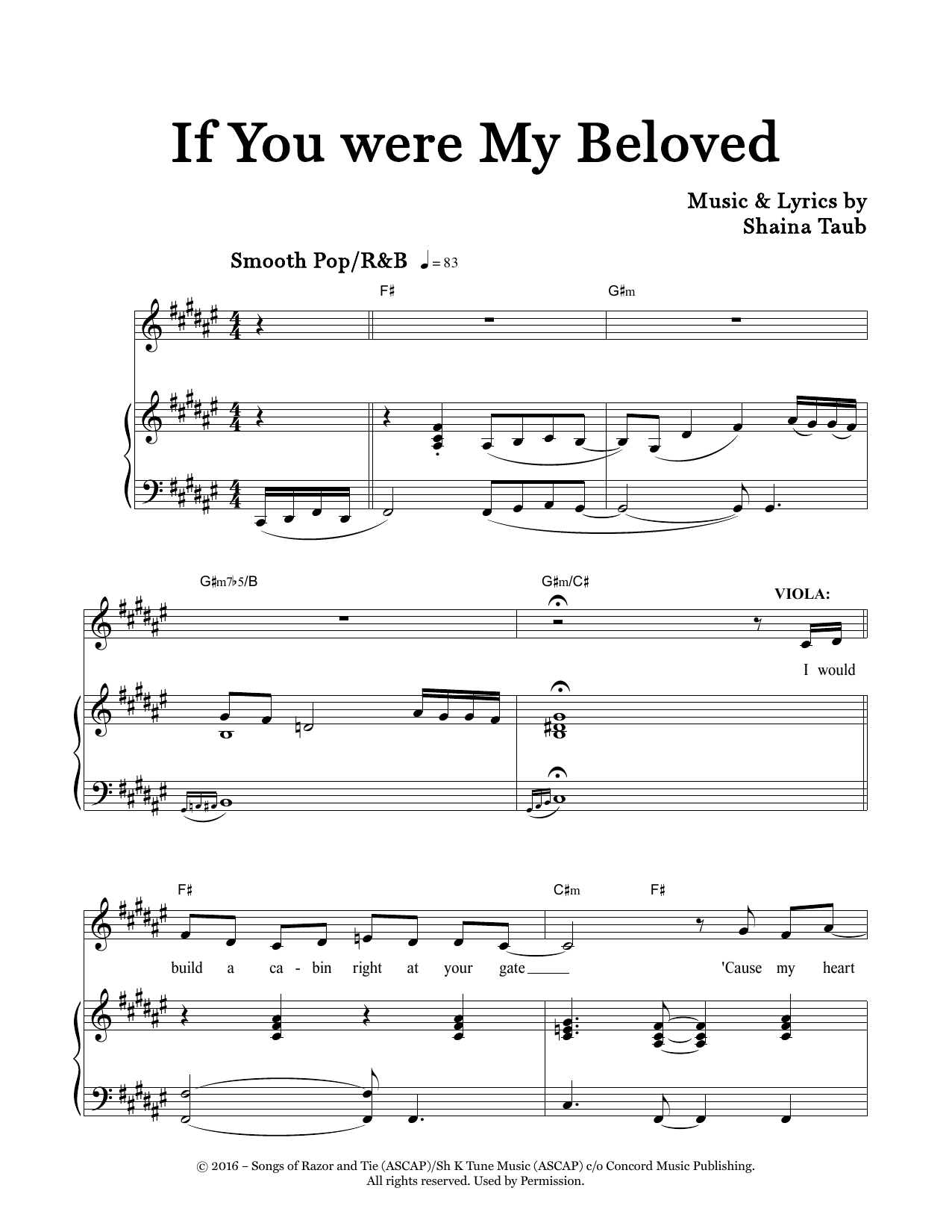Shaina Taub If You Were My Beloved (from Twelfth Night) sheet music notes and chords arranged for Piano & Vocal
