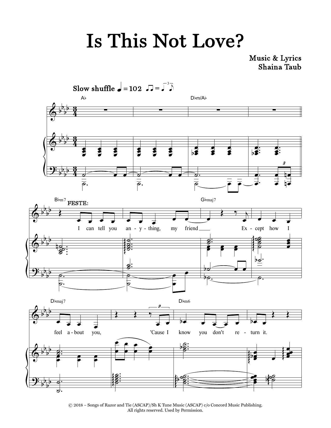 Shaina Taub Is This Not Love? (from Twelfth Night) sheet music notes and chords arranged for Piano & Vocal