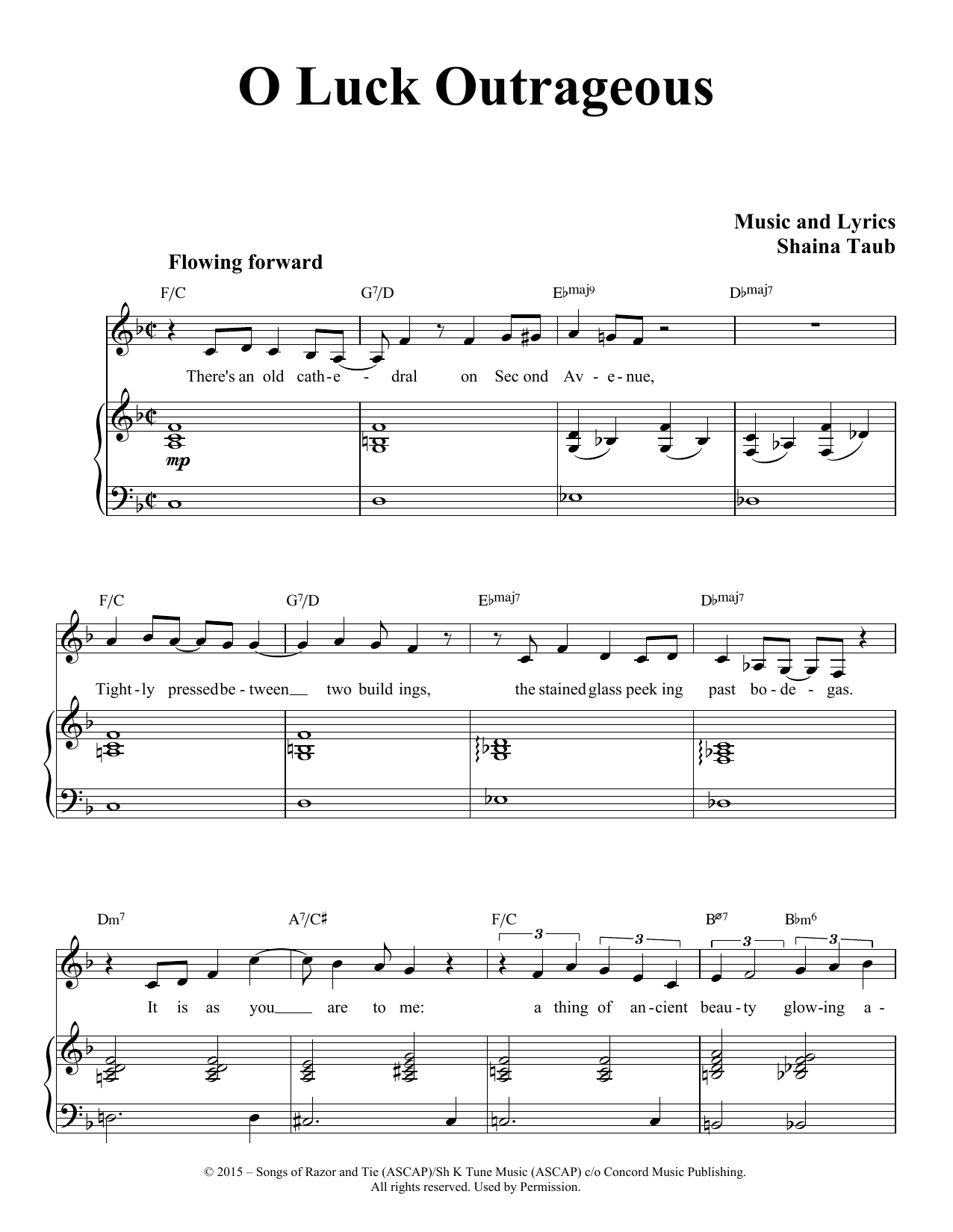Shaina Taub O Luck Outrageous sheet music notes and chords arranged for Piano & Vocal