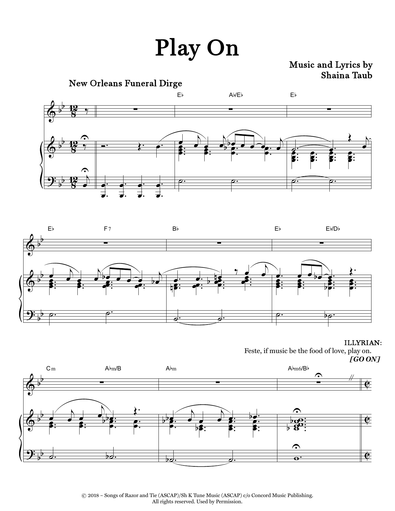 Shaina Taub Play On (from Twelfth Night) sheet music notes and chords arranged for Piano & Vocal