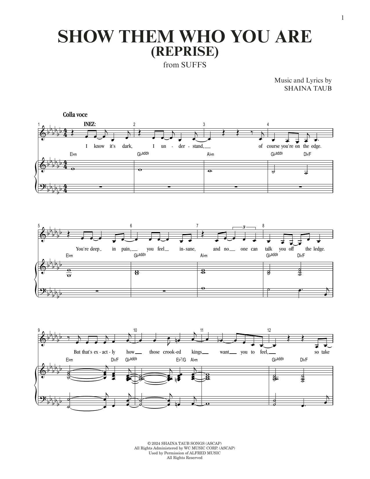 Shaina Taub Show Them Who You Are (Reprise) (from Suffs) sheet music notes and chords arranged for Piano & Vocal