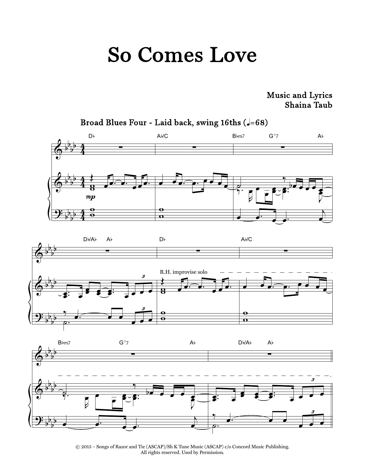 Shaina Taub So Comes Love sheet music notes and chords arranged for Piano & Vocal
