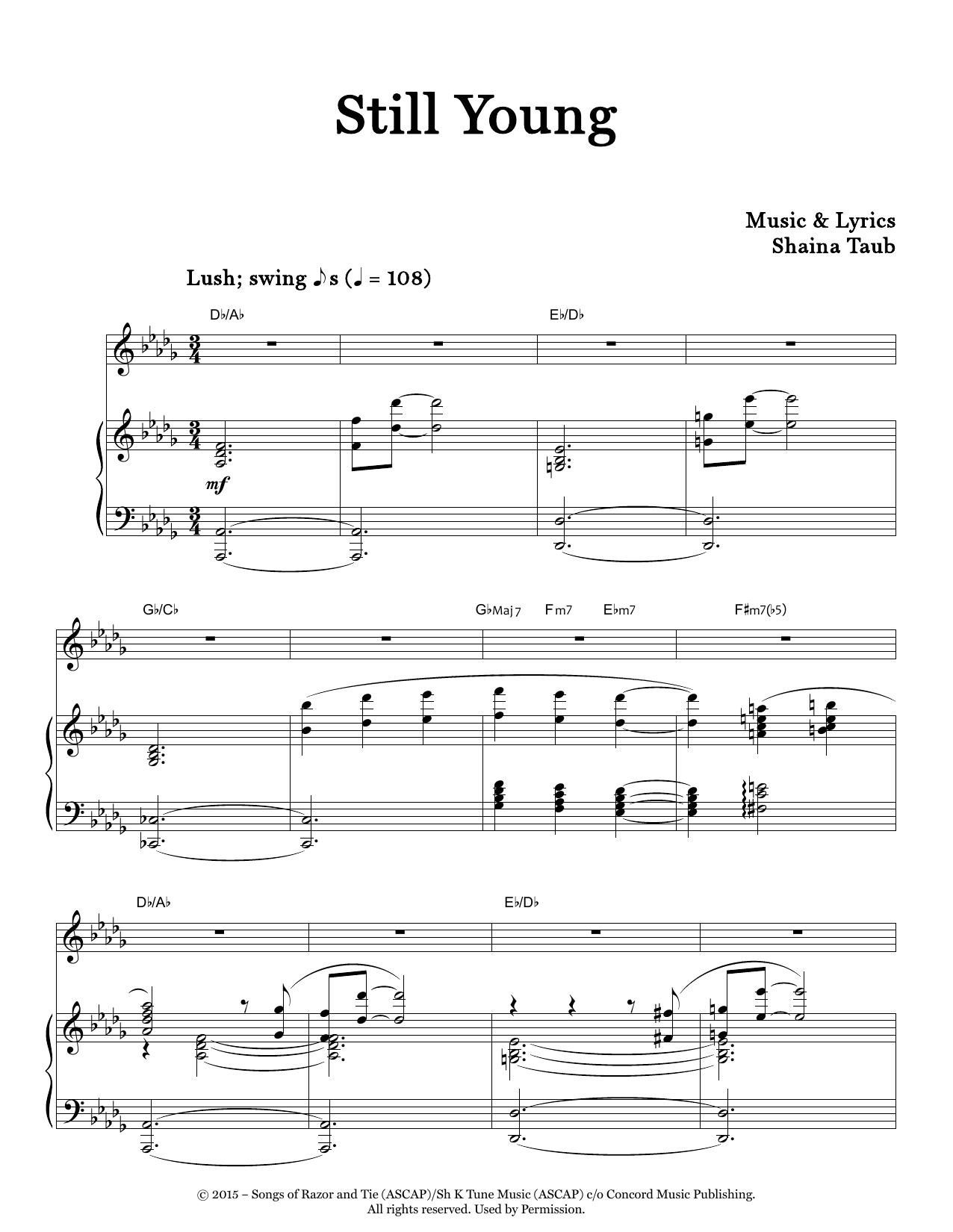 Shaina Taub Still Young sheet music notes and chords arranged for Piano & Vocal