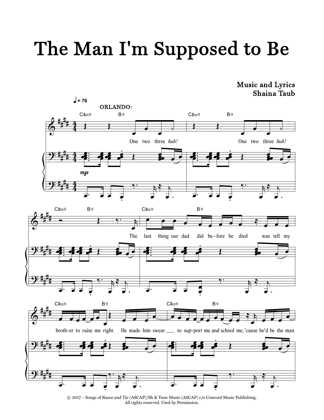 Shaina Taub The Man I'm Supposed To Be (from As You Like It) sheet music notes and chords arranged for Piano & Vocal
