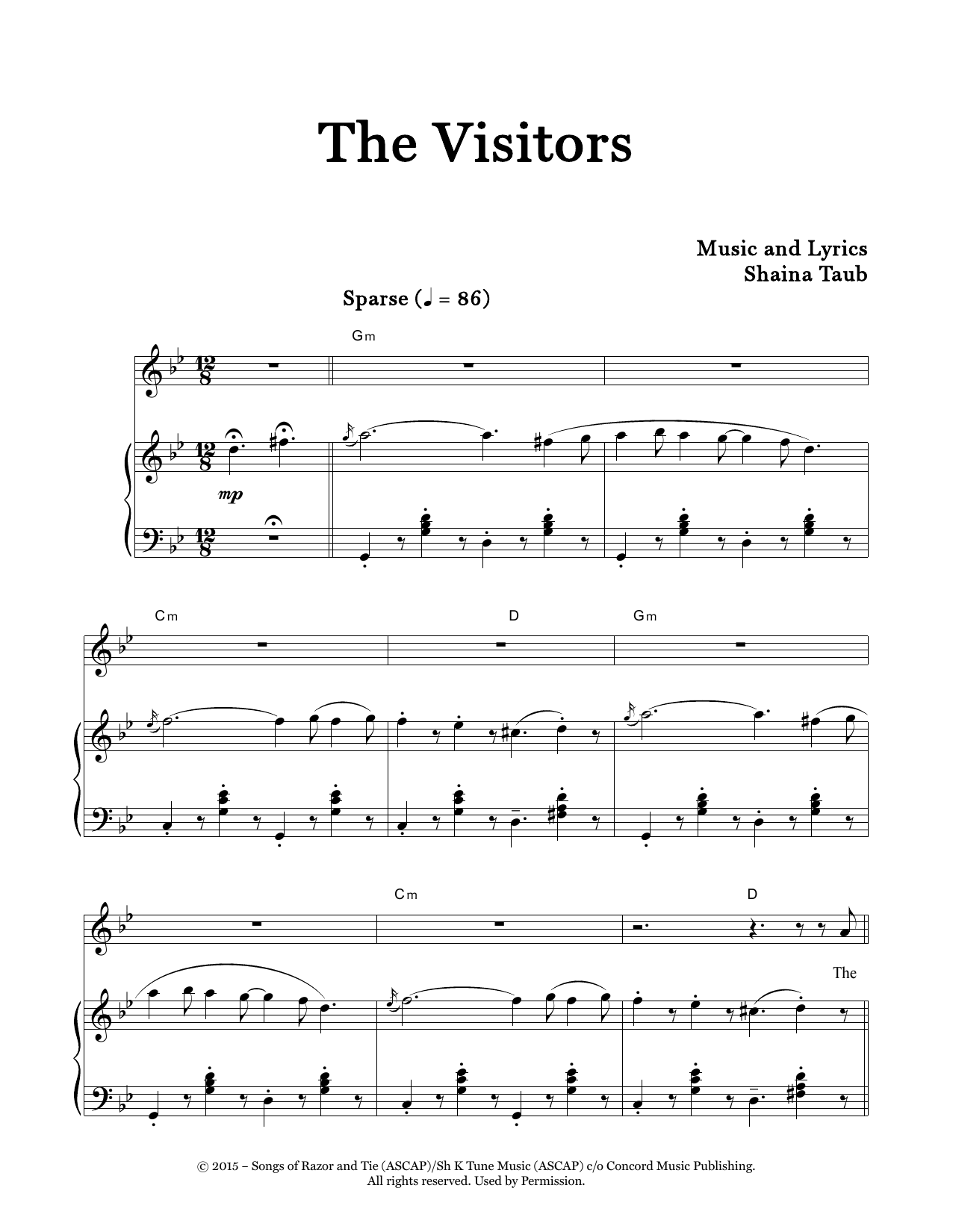 Shaina Taub The Visitors sheet music notes and chords arranged for Piano & Vocal