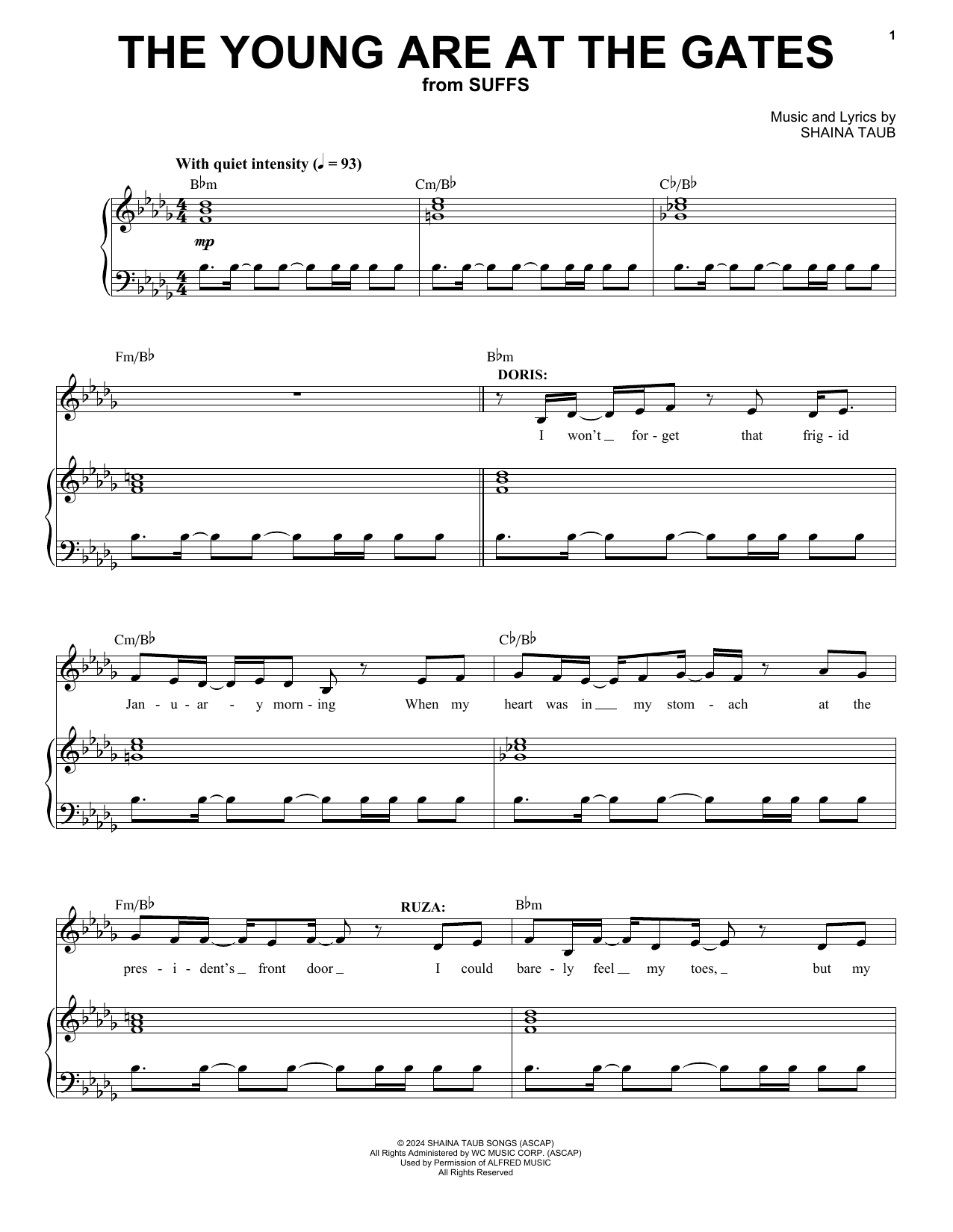 Shaina Taub The Young Are At The Gates (from Suffs) sheet music notes and chords arranged for Piano & Vocal