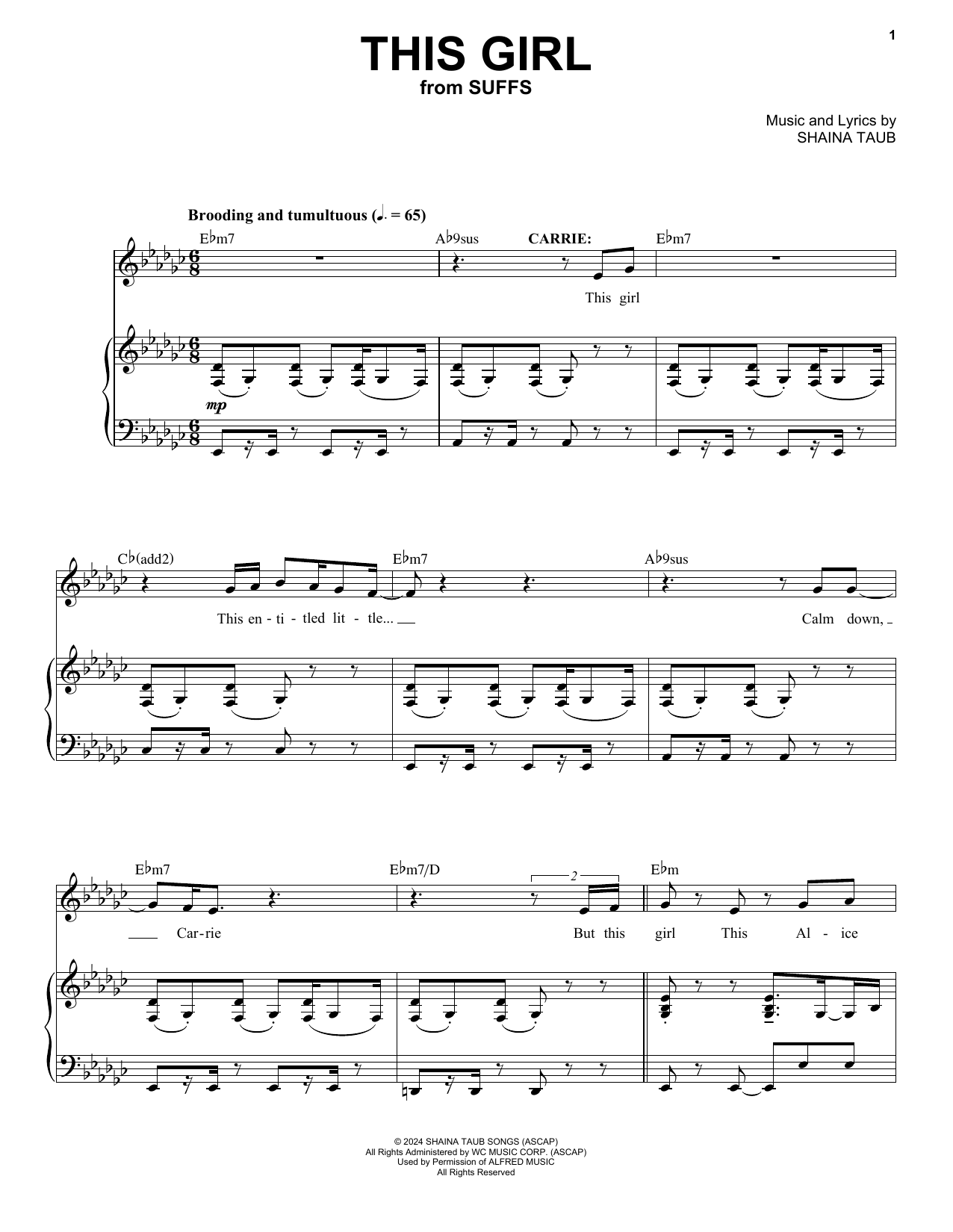 Shaina Taub This Girl (from Suffs) sheet music notes and chords arranged for Piano & Vocal