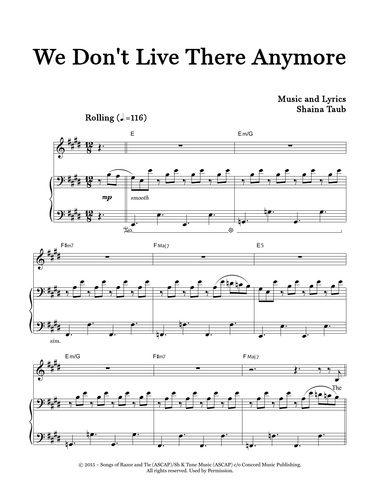 Shaina Taub We Don't Live There Anymore sheet music notes and chords arranged for Piano & Vocal