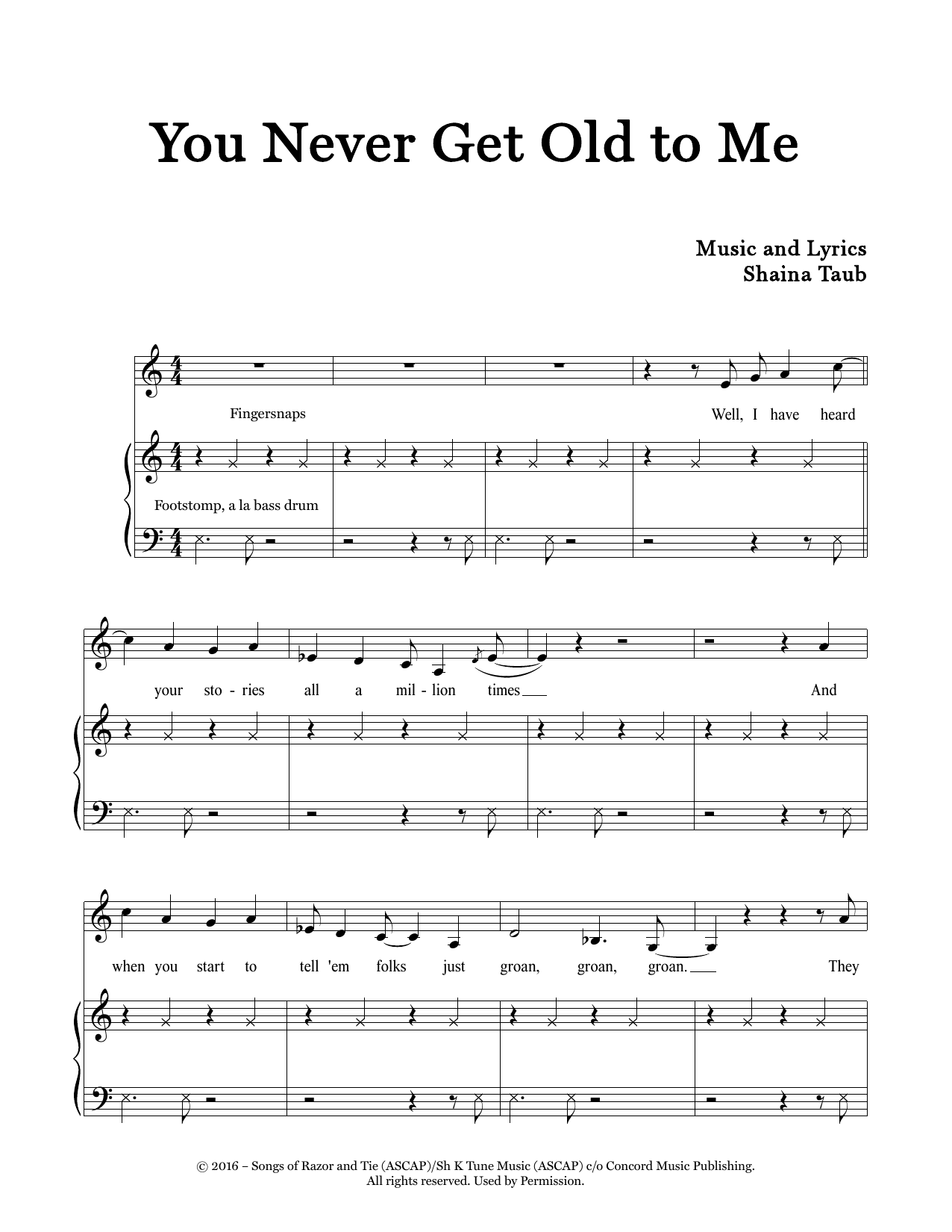 Shaina Taub You Never Get Old To Me sheet music notes and chords arranged for Piano & Vocal