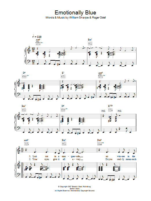 Shakatak Emotionally Blue sheet music notes and chords arranged for Piano, Vocal & Guitar Chords