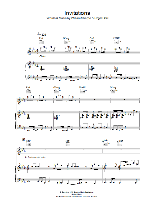 Shakatak Invitations sheet music notes and chords arranged for Piano, Vocal & Guitar Chords