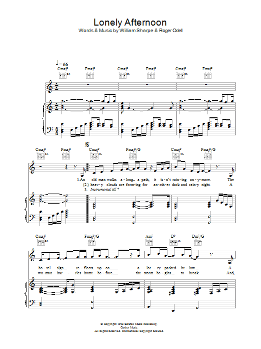 Shakatak Lonely Afternoon sheet music notes and chords arranged for Piano, Vocal & Guitar Chords