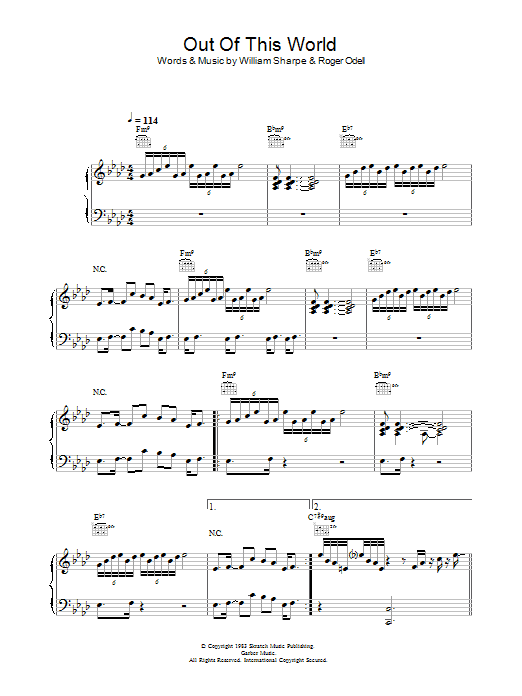 Shakatak Out Of This World sheet music notes and chords arranged for Piano, Vocal & Guitar Chords