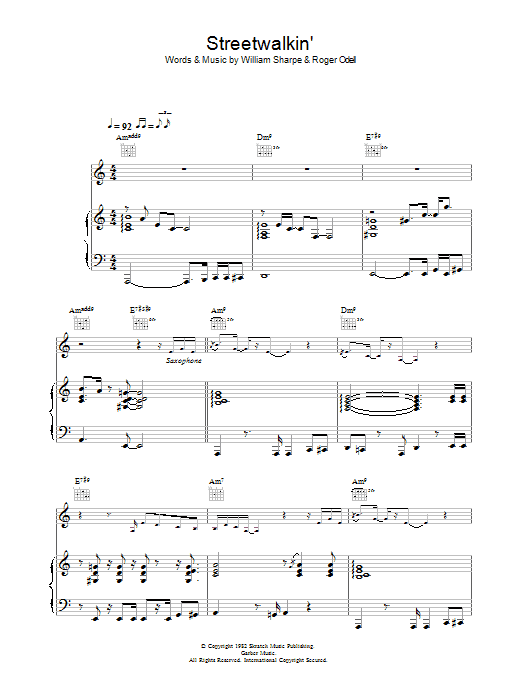 Shakatak Streetwalkin' sheet music notes and chords arranged for Piano, Vocal & Guitar Chords