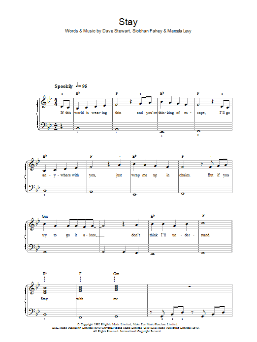 Shakespears Sister Stay sheet music notes and chords arranged for Guitar Chords/Lyrics