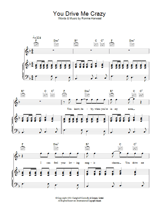 Shakin' Stevens You Drive Me Crazy sheet music notes and chords arranged for Piano, Vocal & Guitar Chords