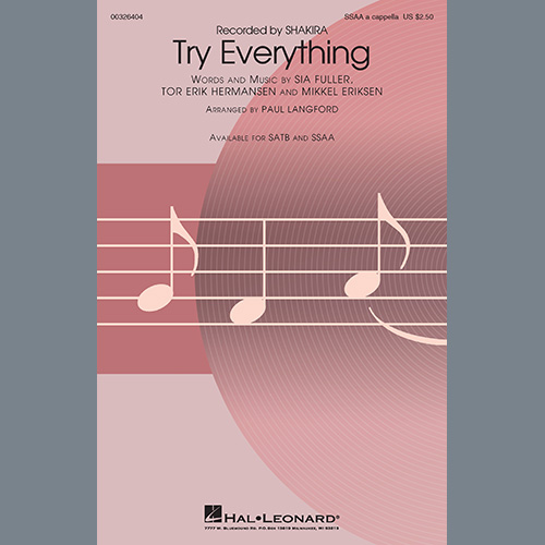 Easily Download Shakira Printable PDF piano music notes, guitar tabs for  SSAA Choir. Transpose or transcribe this score in no time - Learn how to play song progression.