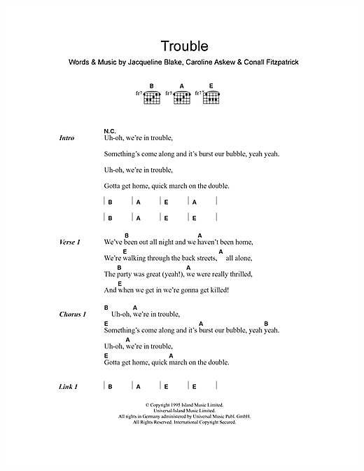 Shampoo Trouble sheet music notes and chords arranged for Guitar Chords/Lyrics