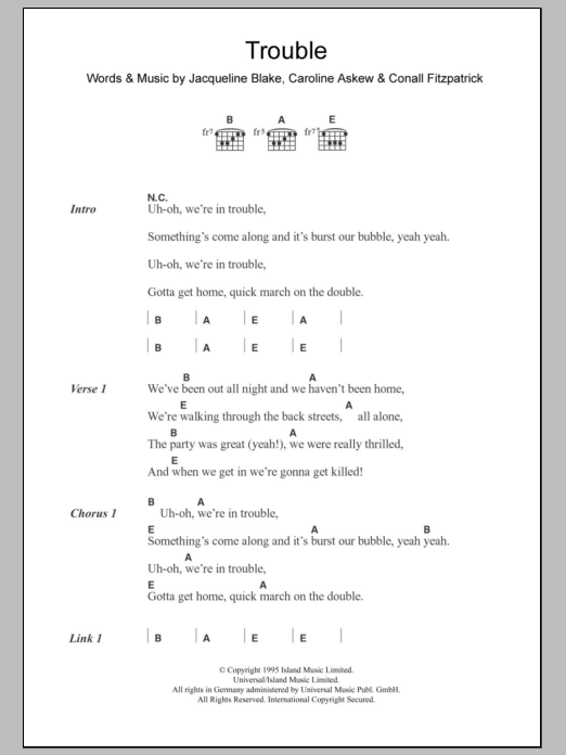 Shampoo Trouble sheet music notes and chords arranged for Guitar Chords/Lyrics