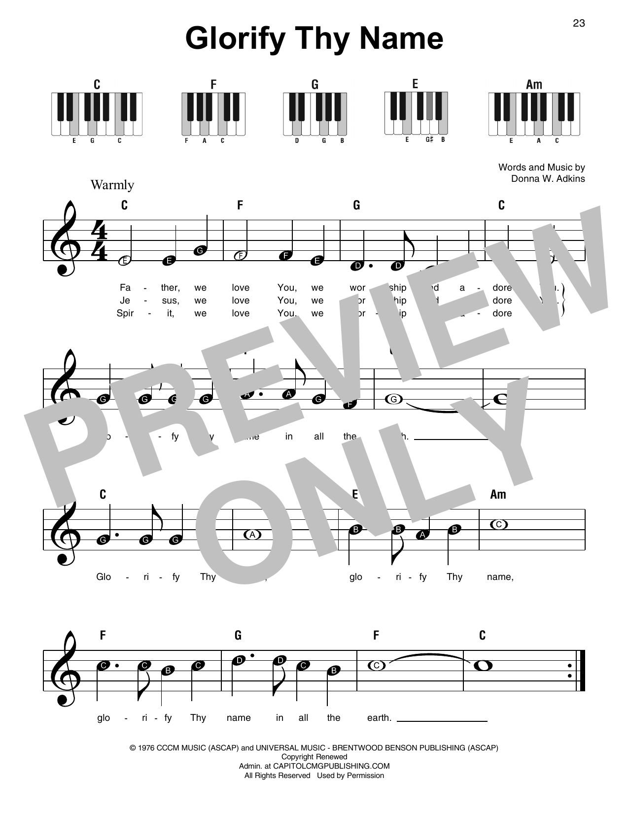 Shane & Shane Glorify Thy Name sheet music notes and chords arranged for Super Easy Piano