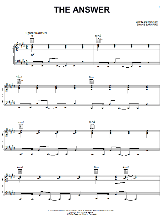 Shane & Shane The Answer sheet music notes and chords arranged for Piano, Vocal & Guitar Chords (Right-Hand Melody)