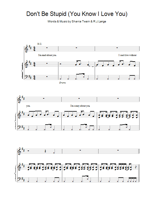 Shania Twain Don't Be Stupid (You Know I Love You) sheet music notes and chords arranged for Guitar Chords/Lyrics
