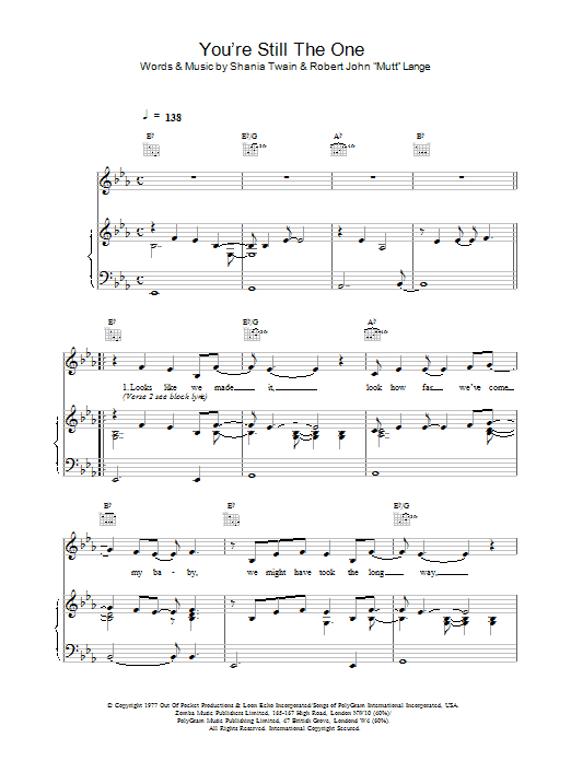 Shania Twain You're Still The One sheet music notes and chords arranged for Solo Guitar