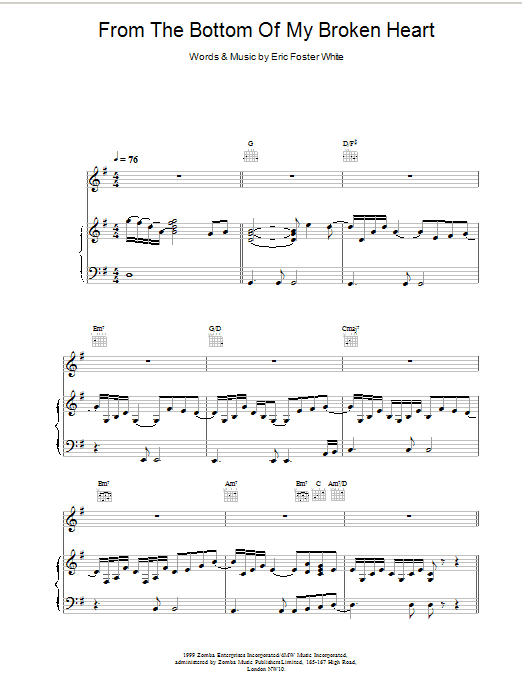 Shania Twain From The Bottom Of My Broken Heart sheet music notes and chords arranged for Piano, Vocal & Guitar Chords