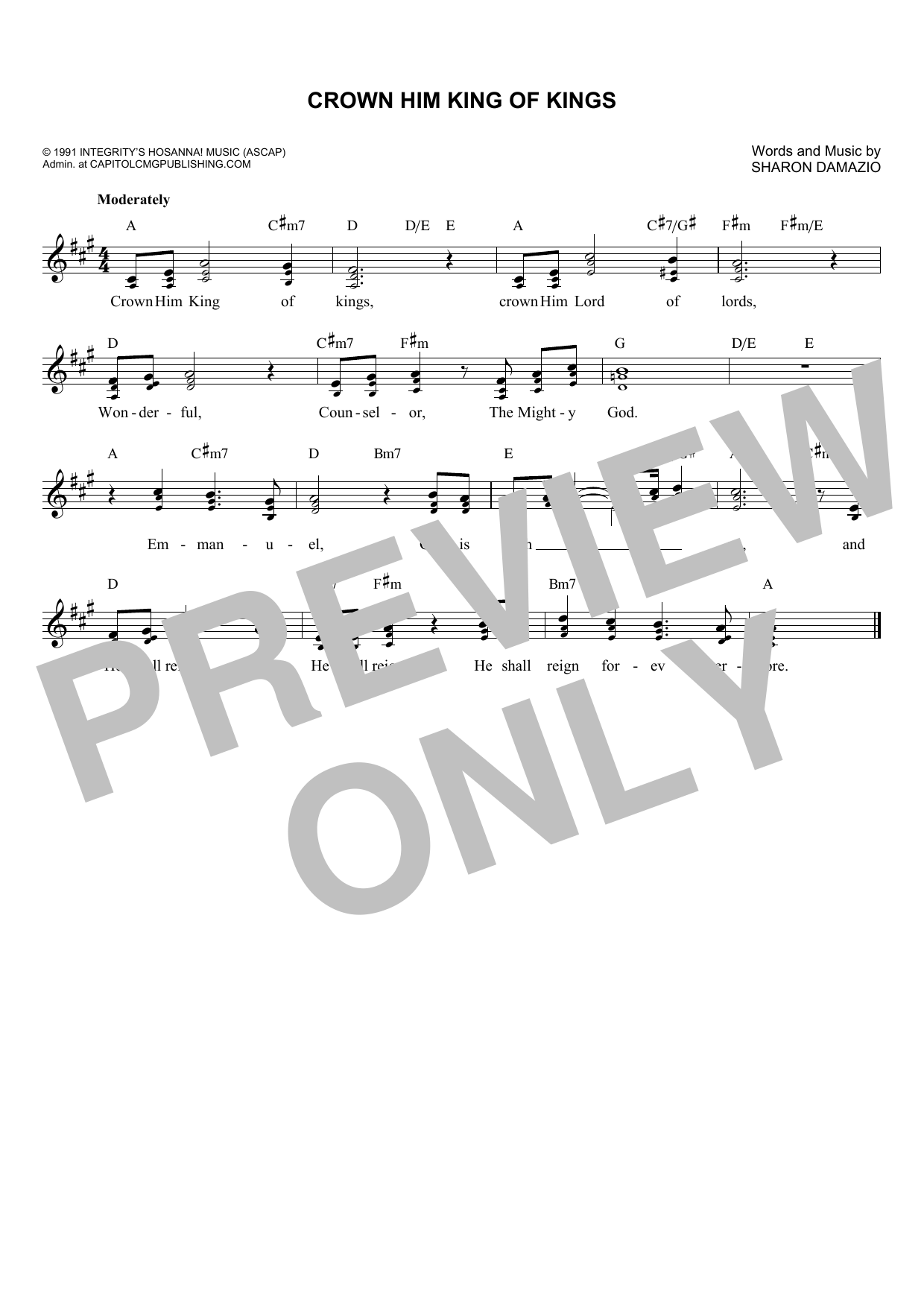 Sharon Damazio Crown Him King Of Kings sheet music notes and chords arranged for Lead Sheet / Fake Book