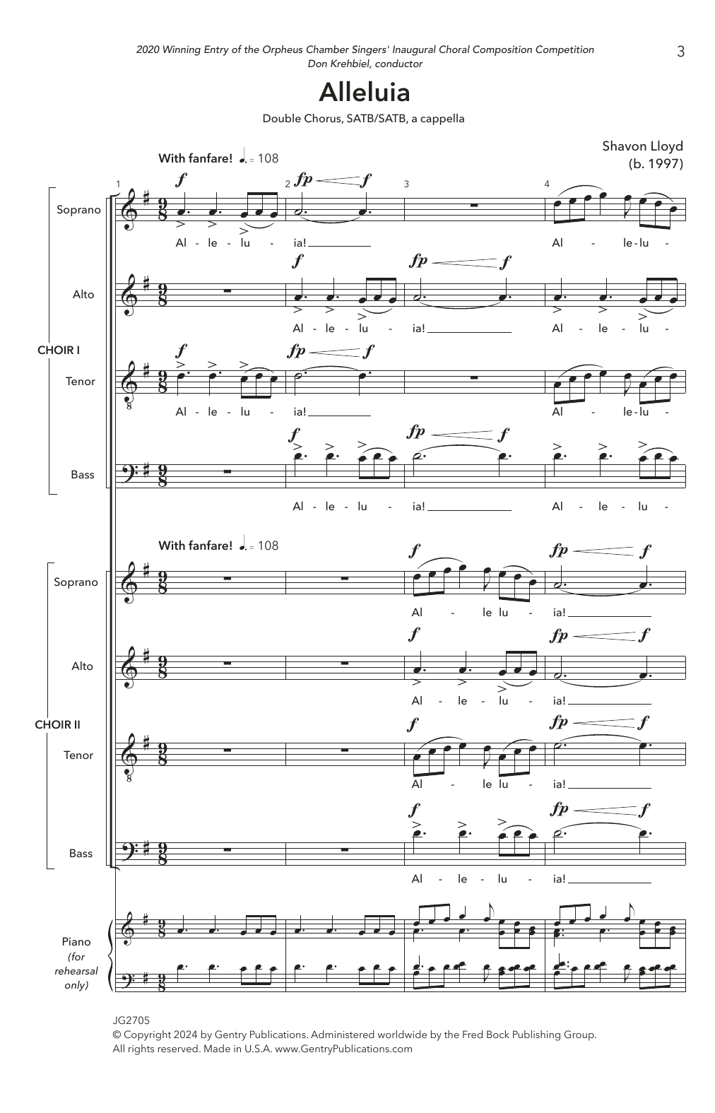 Shavon Lloyd Alleluia sheet music notes and chords arranged for SATB Choir