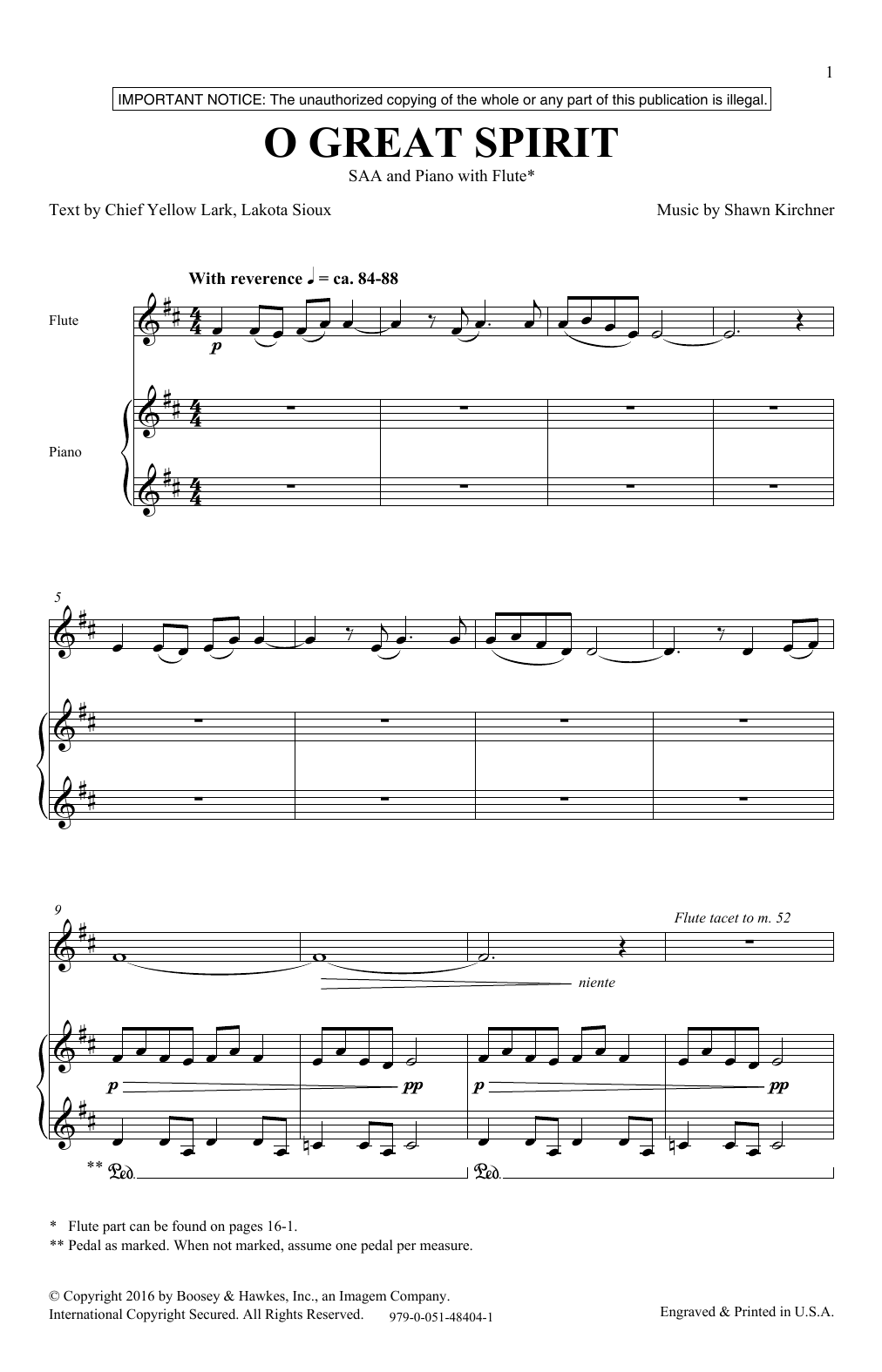 Shawn Kirchner O Great Spirit sheet music notes and chords arranged for SSA Choir