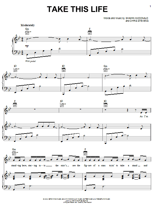 Shawn McDonald Take This Life sheet music notes and chords arranged for Piano, Vocal & Guitar Chords (Right-Hand Melody)