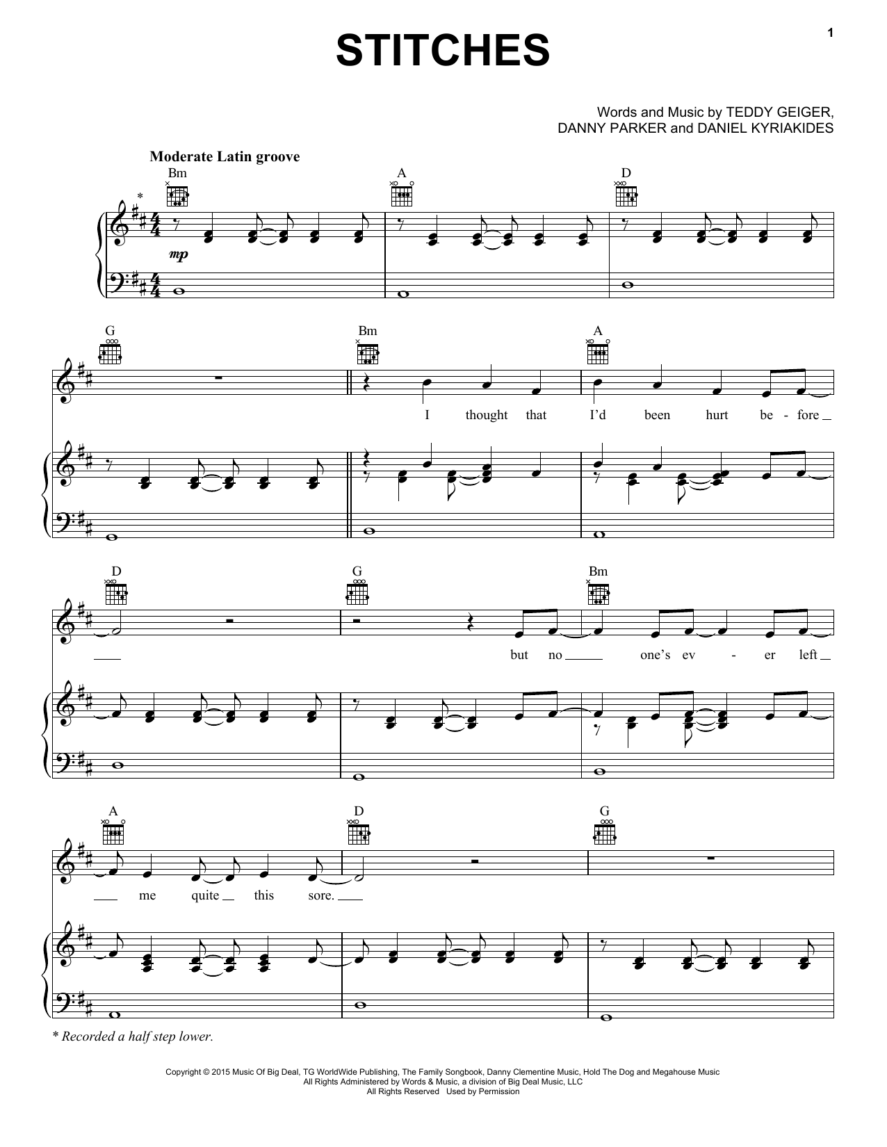 Shawn Mendes Stitches sheet music notes and chords arranged for Ukulele