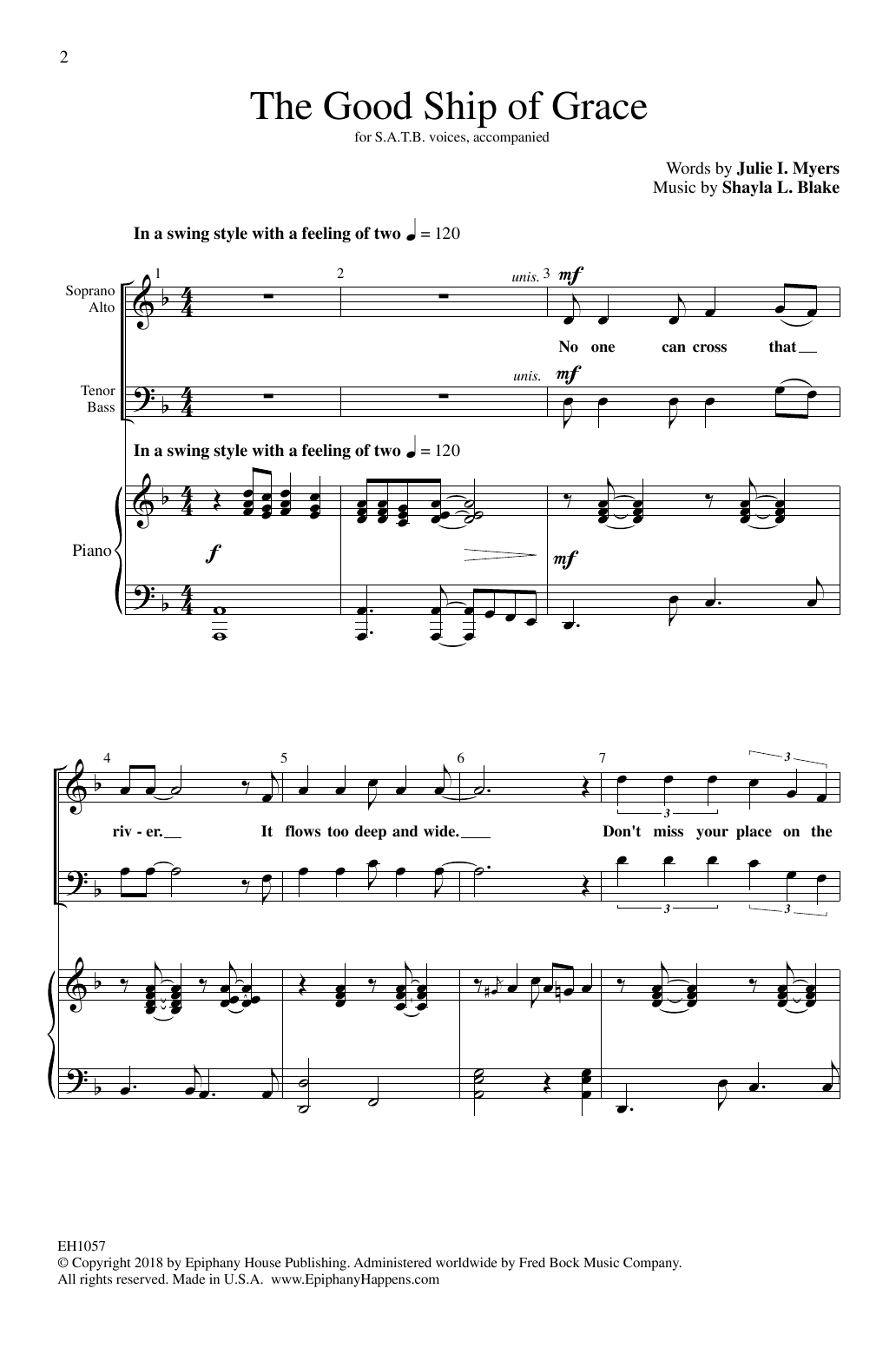 Shayla L. Blake The Good Ship Of Grace sheet music notes and chords arranged for SATB Choir