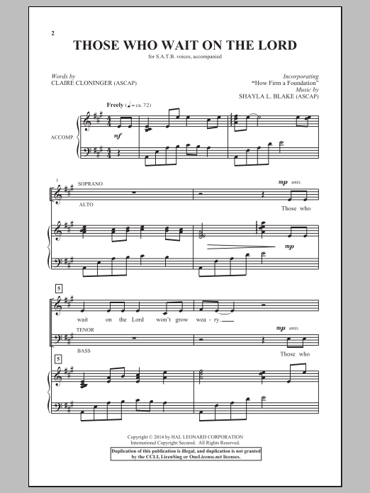 Shayla L. Blake Those Who Wait On The Lord sheet music notes and chords arranged for SATB Choir