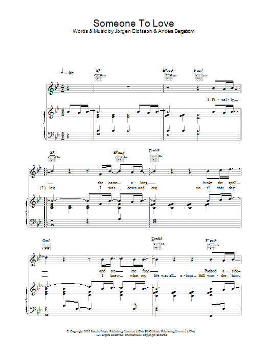 Shayne Ward Someone To Love sheet music notes and chords arranged for Piano, Vocal & Guitar Chords