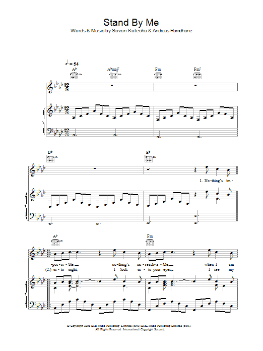 Shayne Ward Stand By Me sheet music notes and chords arranged for Piano, Vocal & Guitar Chords