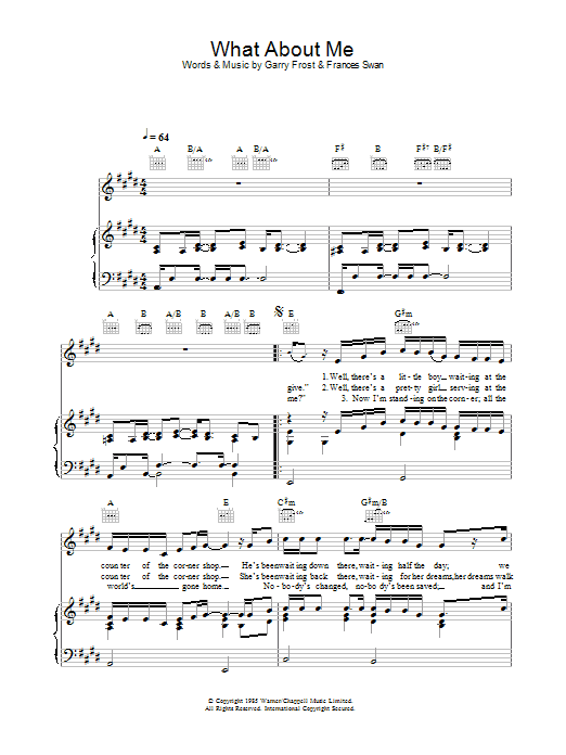 Shayne Ward What About Me sheet music notes and chords arranged for Piano, Vocal & Guitar Chords