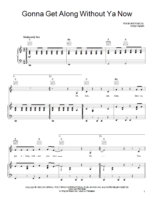 She & Him Gonna Get Along Without Ya Now sheet music notes and chords arranged for Piano, Vocal & Guitar Chords (Right-Hand Melody)