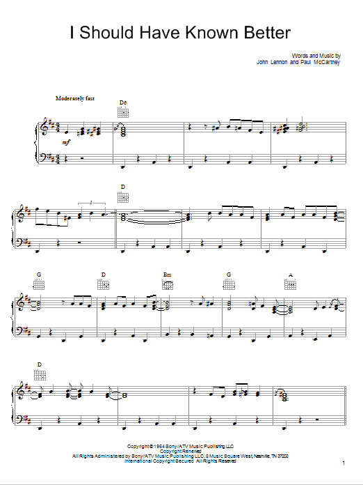 She & Him I Should Have Known Better sheet music notes and chords arranged for Piano, Vocal & Guitar Chords (Right-Hand Melody)
