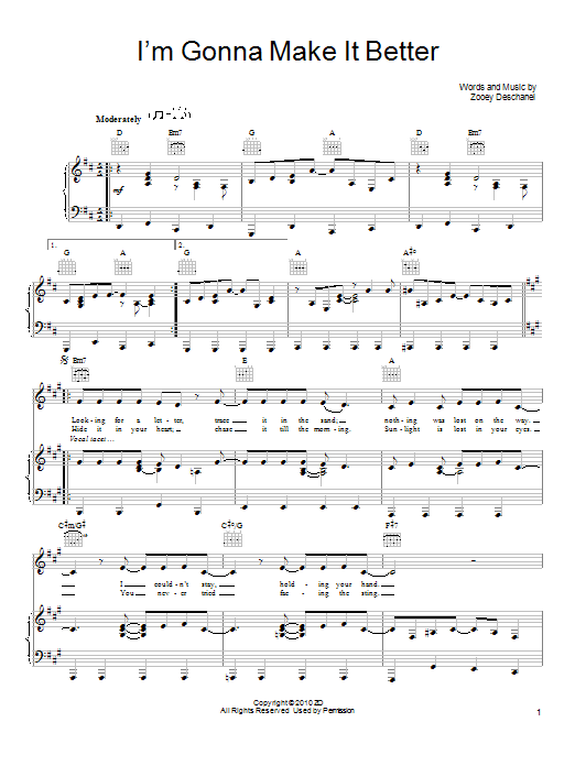 She & Him I'm Gonna Make It Better sheet music notes and chords arranged for Piano, Vocal & Guitar Chords (Right-Hand Melody)