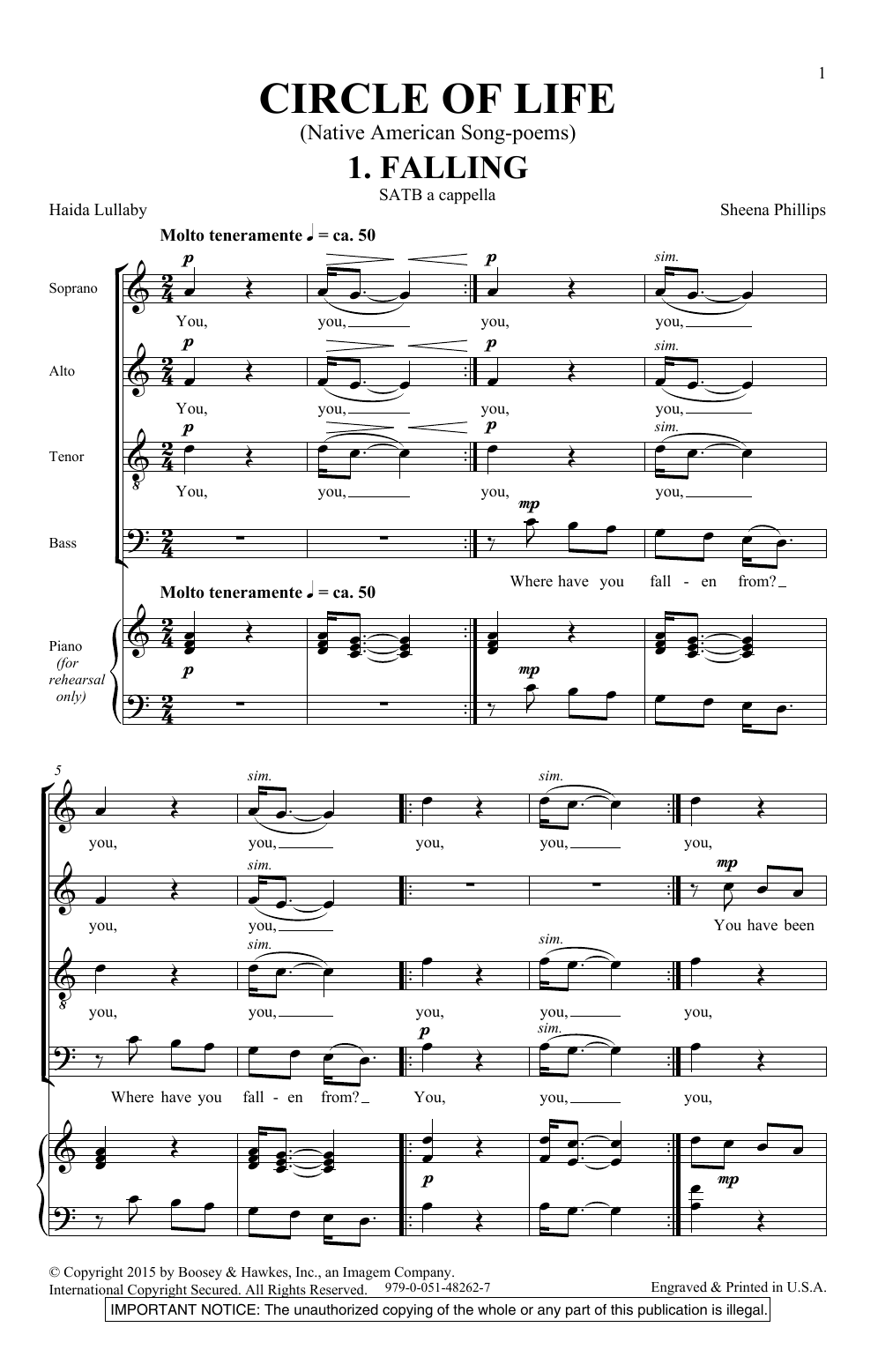 Sheena Phillips Circle Of Life (Native American Song Poems) sheet music notes and chords arranged for SATB Choir