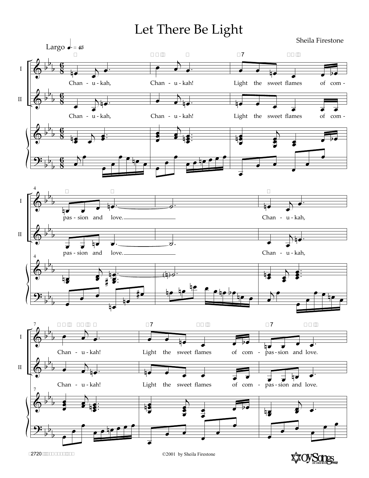 Sheila Firestone Let There Be Light sheet music notes and chords arranged for Piano, Vocal & Guitar Chords (Right-Hand Melody)