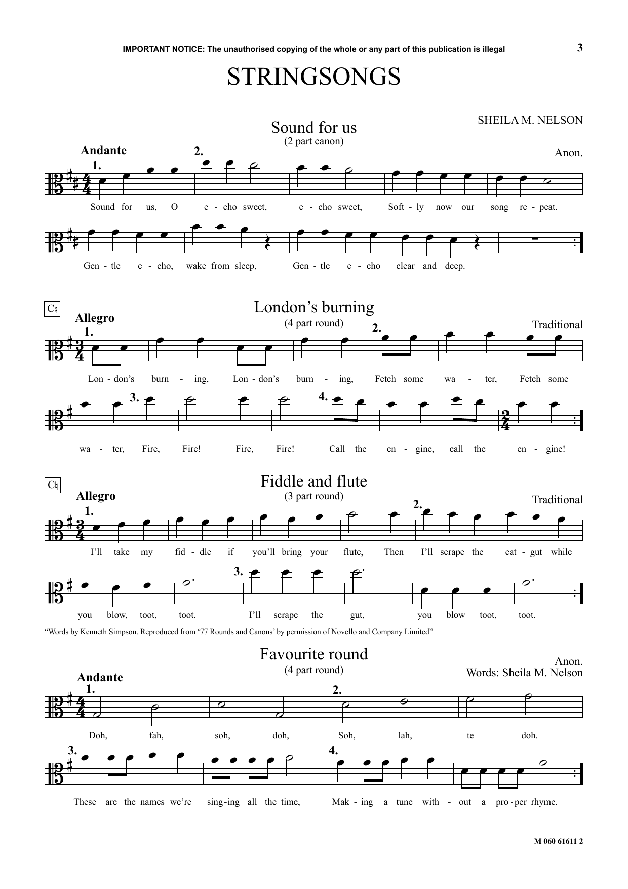 Sheila M. Nelson Stringsongs For Viola sheet music notes and chords arranged for Instrumental Solo