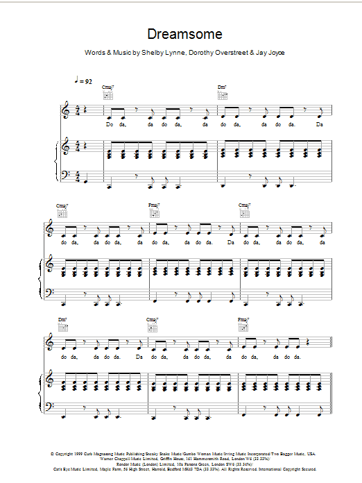 Shelby Lynne Dreamsome sheet music notes and chords arranged for Piano, Vocal & Guitar Chords