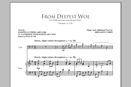 Sheldon Curry From Deepest Woe sheet music notes and chords arranged for SATB Choir